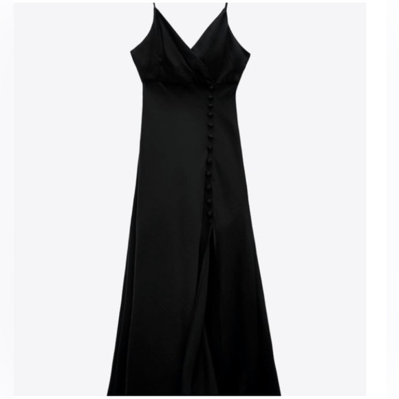 NEW! Zara Black Satin Midi Dress - Picture 4 of 8